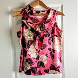 Talbots Rose Pink Silk Ruffle Neck Sleeveless Top